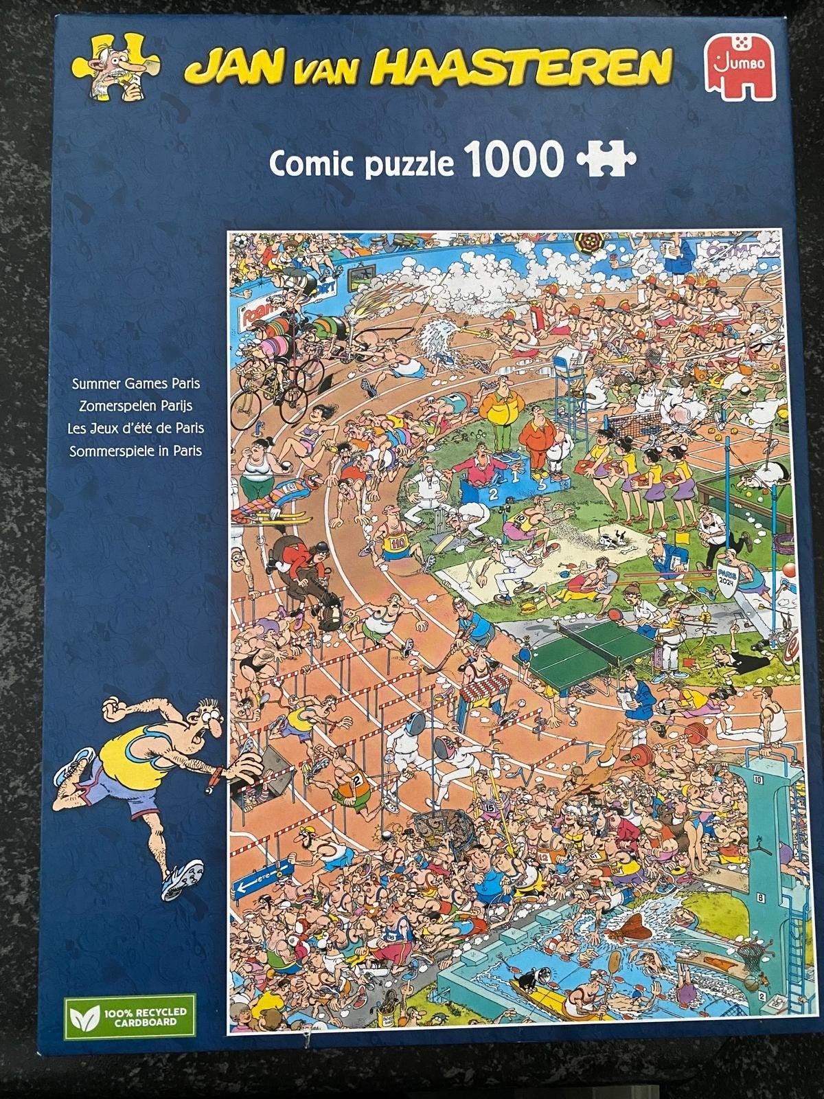 Jan van Haasteren puzzel 1000 stukjes "Zomerspelen Parijs", Ophalen of Verzenden, 500 t/m 1500 stukjes, Zo goed als nieuw