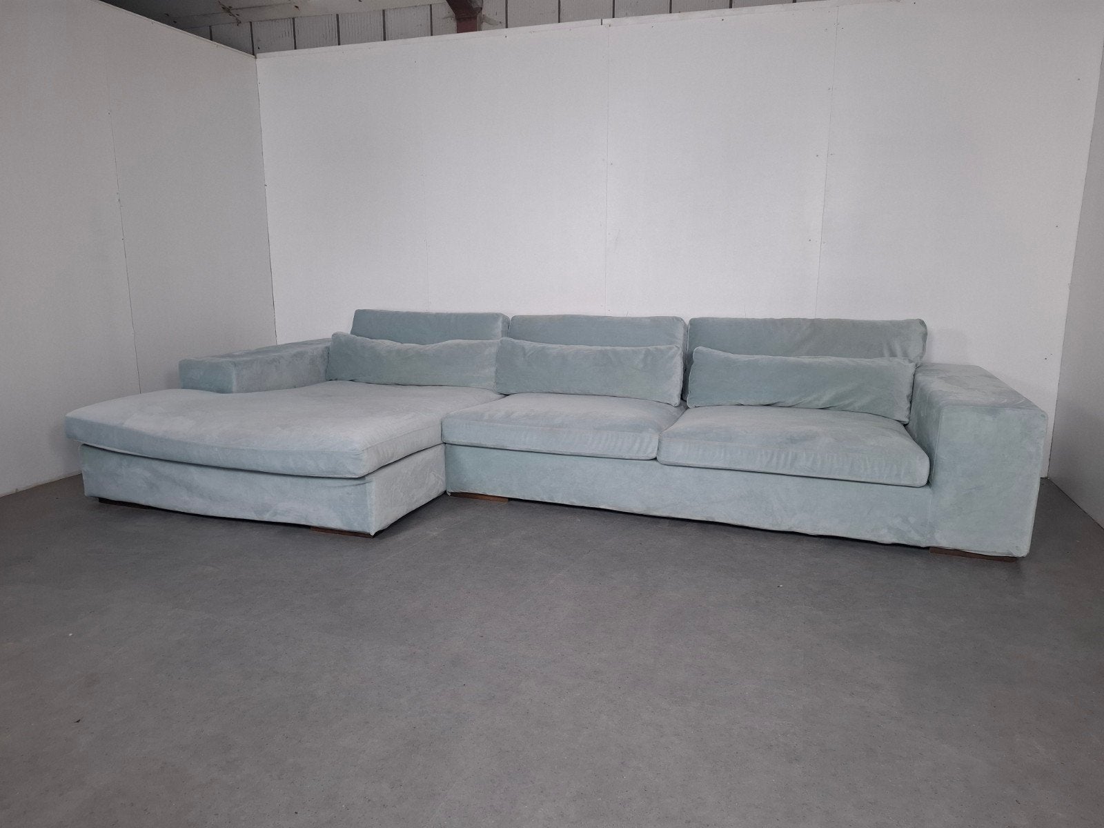 Velourse XL Hoekbank | GRATIS BEZORGING | Gereinigd, Gebruikt, Hoekbank, 300 cm of meer, Ophalen of Verzenden