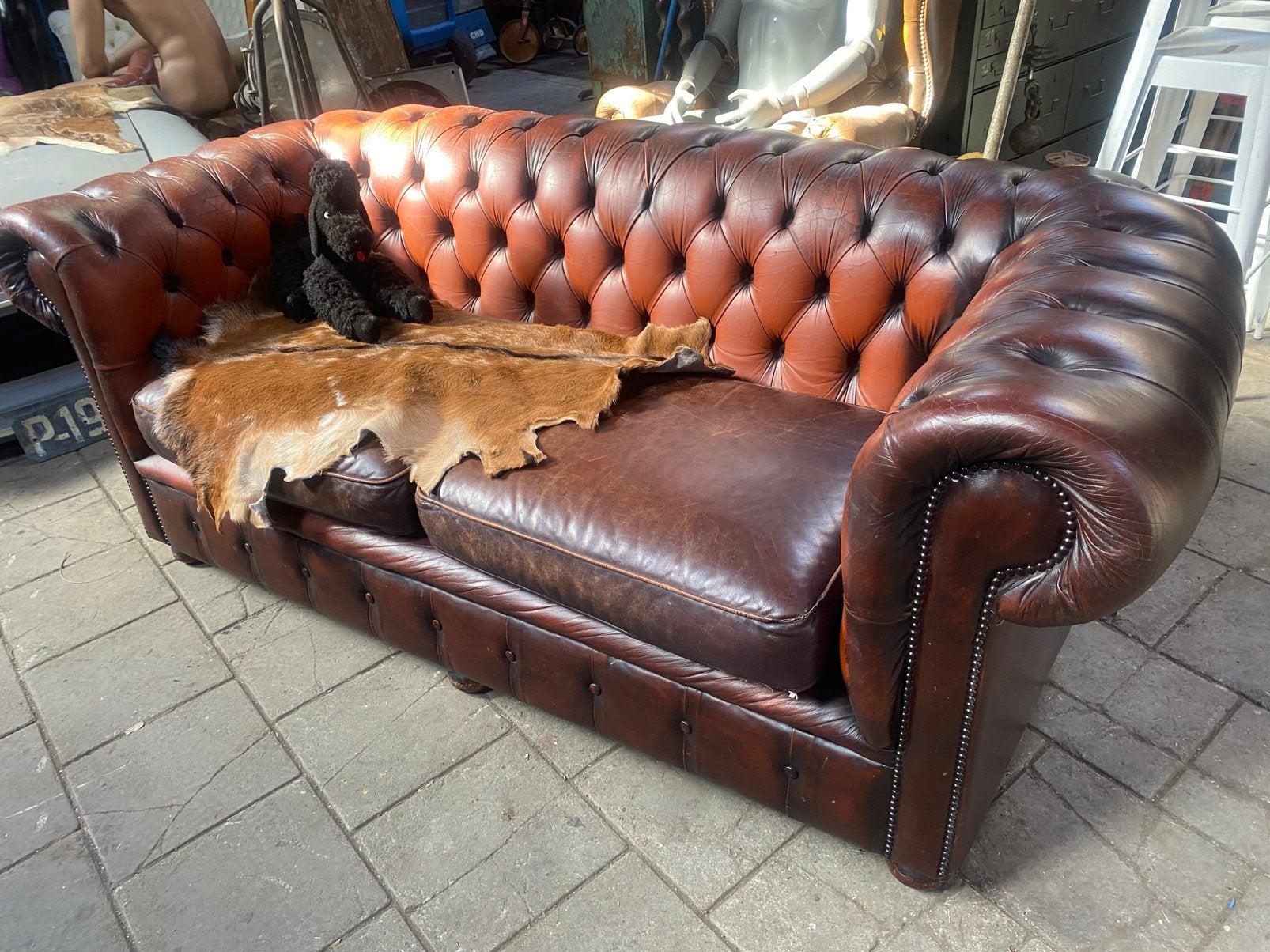 Zeer stoere sleetse geleefde chesterfield 2.5zits bank, Ophalen, Gebruikt, Driepersoons, 200 tot 250 cm