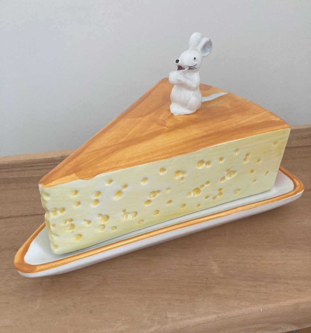 Vintage Kaasstolp met Muisje - Made in Italy - keramiek, Overige typen, Verzenden, Zo goed als nieuw, Geel