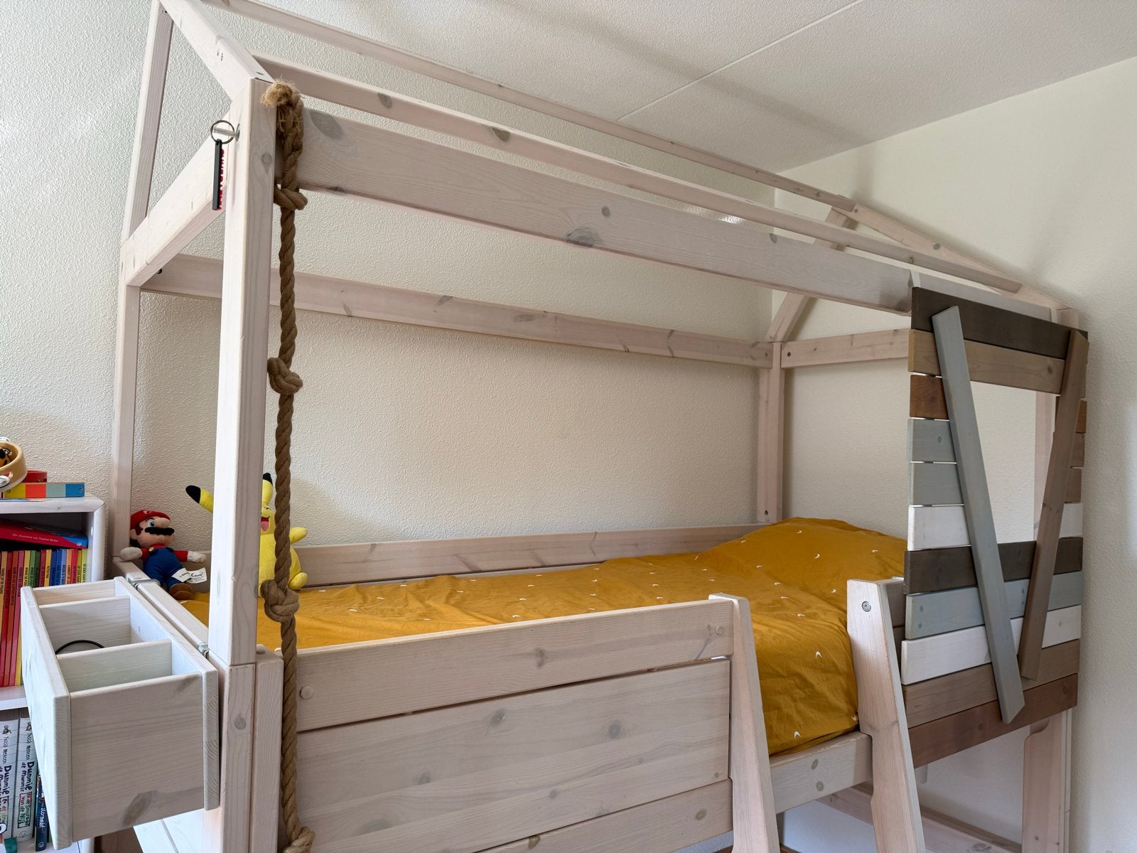 Houten Lifetime opbouw en onderbouw bed, Ophalen, Gebruikt, 90 cm, Eenpersoons