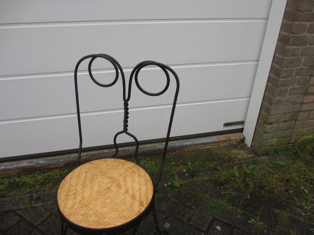 Vintage "ice cream parlor chair" / metalen stoel jaren 20, Ophalen, Gebruikt, Zwart, Metaal