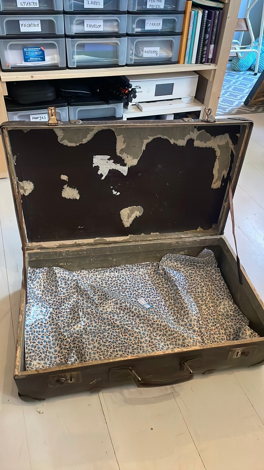 Brocante vintage Koffer, Ophalen, Zo goed als nieuw, Leer