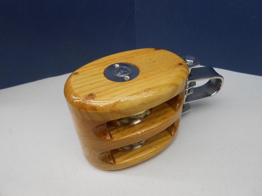 Houten Blokken / Katrollen,  dubbelschijfs voor 12 - 14 mm, Ophalen of Verzenden, Nieuw, Lijn of Blok