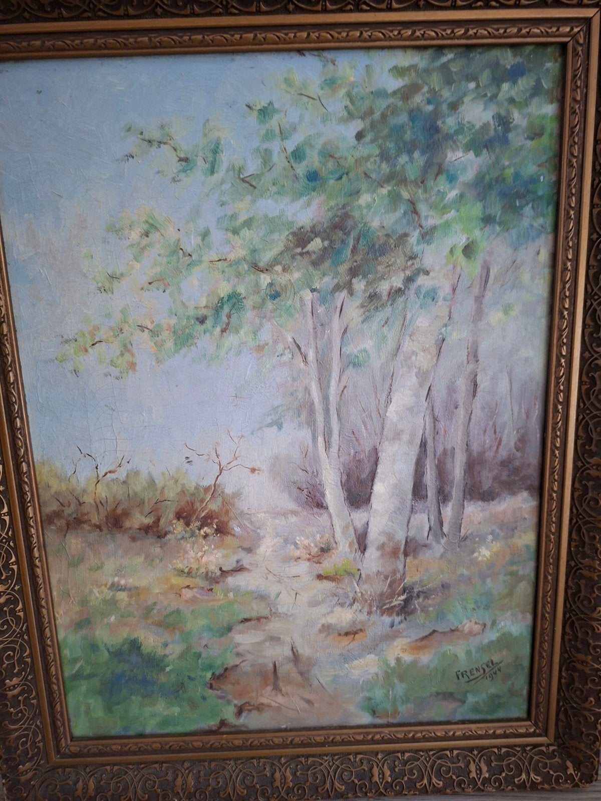Leuk olieverf schilderij van Frensel maat is 30/40 36,5/46,5, Antiek en Kunst, Kunst | Schilderijen | Klassiek, Ophalen of Verzenden
