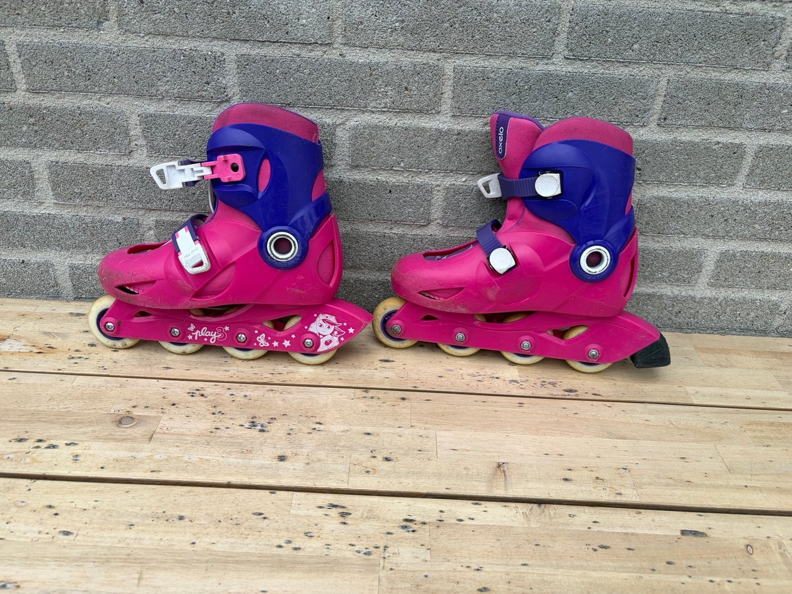 Oxelo Play 3 verstelbare inline skates roze/paars maat 33-36, Overige merken, Kinderen, Ophalen of Verzenden, Inline skates 4 wielen