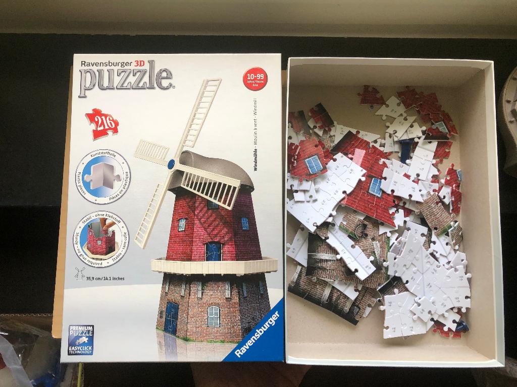 Ravensburger 3D Puzzle – Windmole, Ophalen of Verzenden, Minder dan 500 stukjes, Zo goed als nieuw, Rubik's of 3D-puzzel