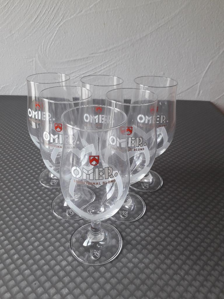 OMER glazen, Verzamelen, Glas en Borrelglaasjes, Zo goed als nieuw, Bierglas, Ophalen of Verzenden