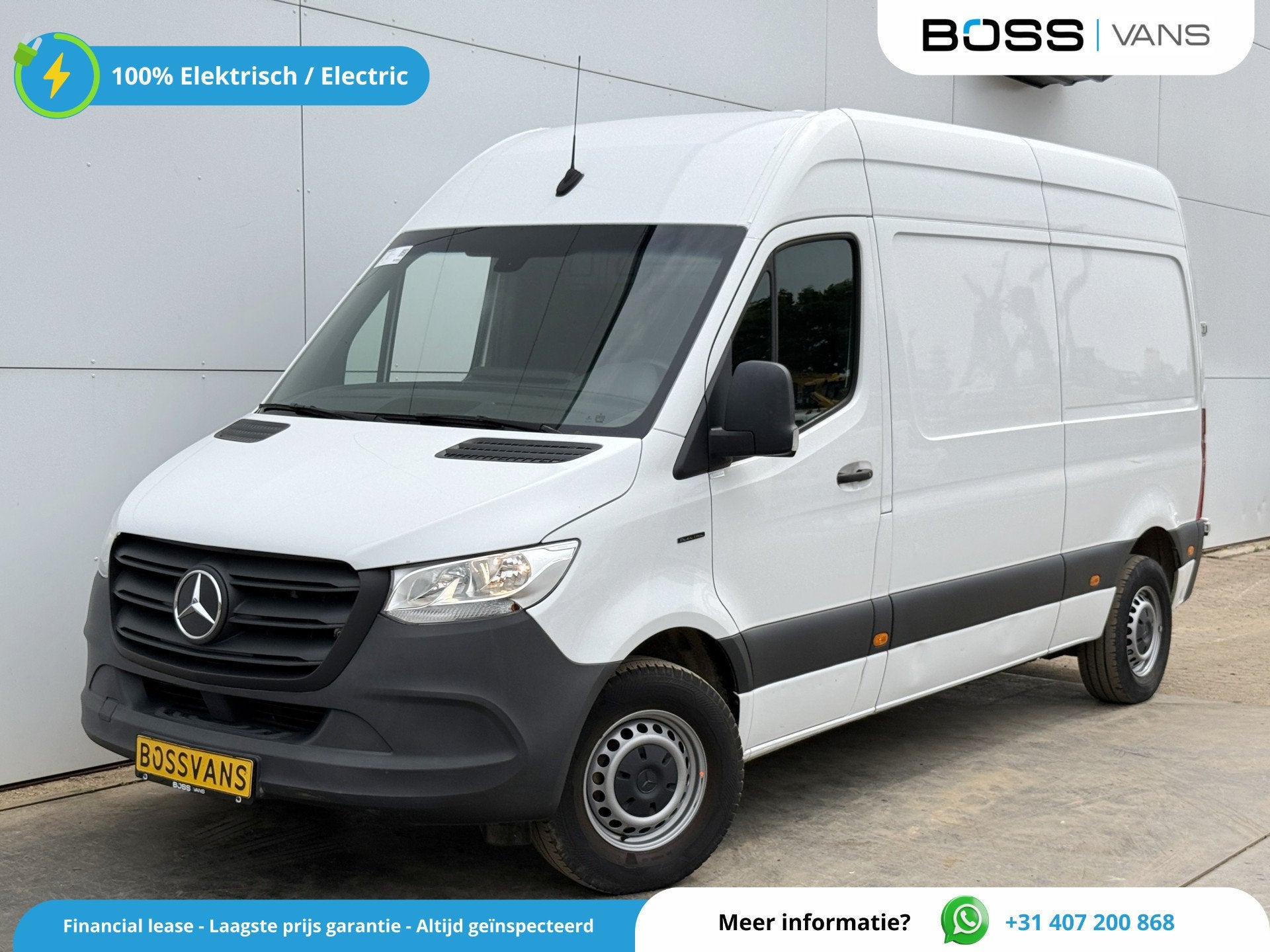 Mercedes-Benz eSprinter 312 55 kWh L2H2 Elektrisch 145km WLT, Stof, Gebruikt, Zwart, 116 pk