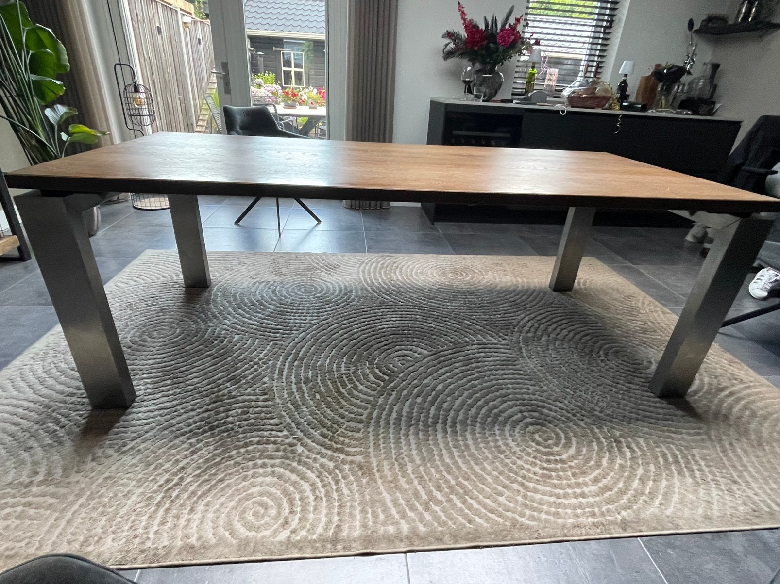 Eetkamertafel/eettafel 220x100 eiken blad / “zwevend”, Huis en Inrichting, Tafels | Eettafels, Ophalen, Gebruikt, 200 cm of meer