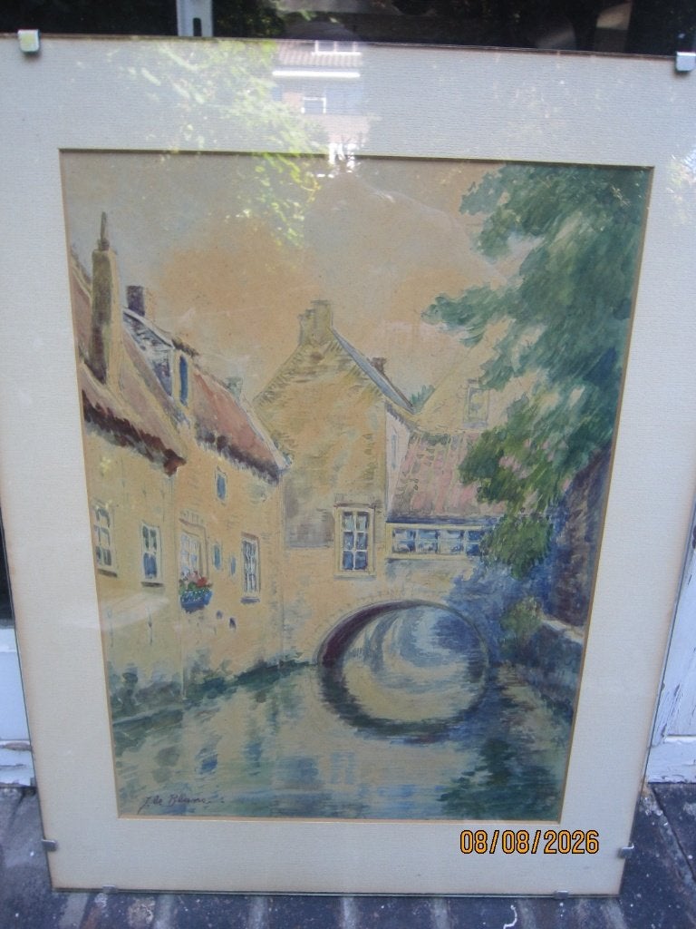 VALKENBURG,,Mooie Aquarel van J.Leblanc, Pseud, adr. Terhell, Antiek en Kunst, Ophalen, Stads- / dorpsgezicht, Papier