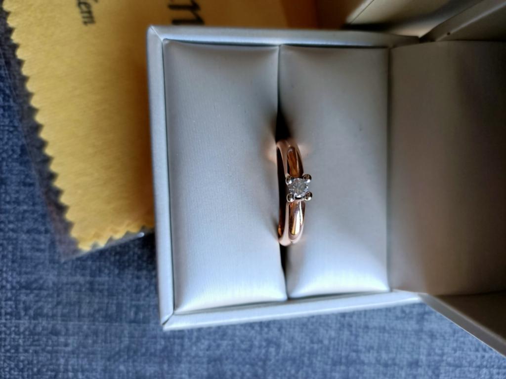 14 krt Rosé gouden ring /585 met briljant W/SI, Sieraden, Tassen en Uiterlijk, Ringen, Nieuw, Ophalen of Verzenden, Dame, Goud