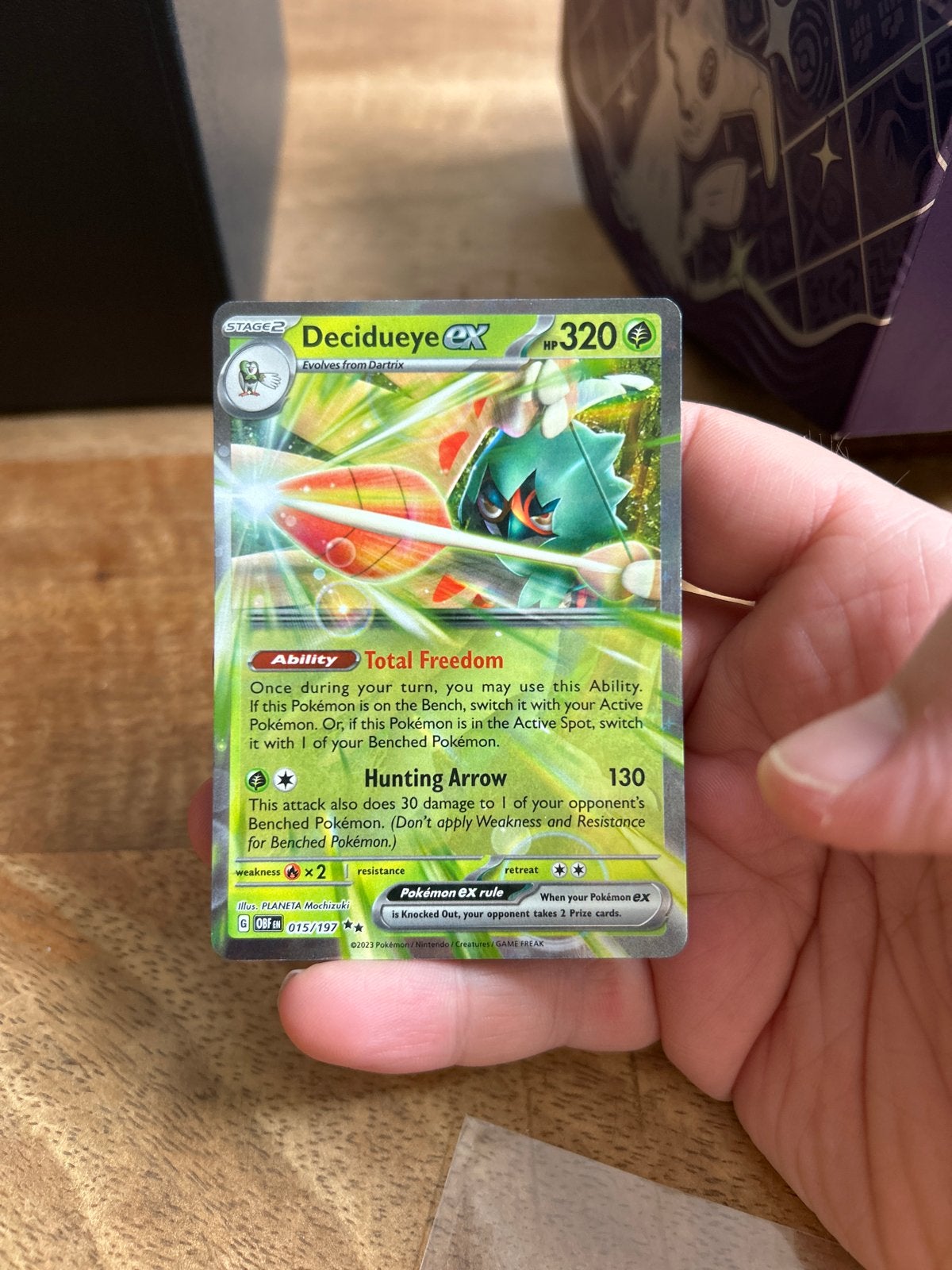 Decidueye EX - NM Pokemon Kaart, Ophalen of Verzenden, Zo goed als nieuw, Losse kaart