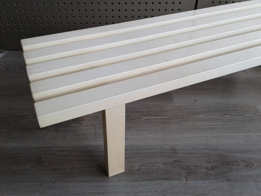 2x Lattenbank staal (Wit) Jaren 70, Zeer Mooi!, Huis en Inrichting, Ophalen, Minder dan 50 cm, Gebruikt, 100 tot 150 cm