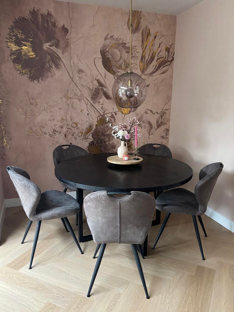 6 luxe MX Sofa eetkamerstoelen taupe/antraciet, Huis en Inrichting, Stoelen, Ophalen, Gebruikt, Vijf, Zes of meer stoelen, Stof