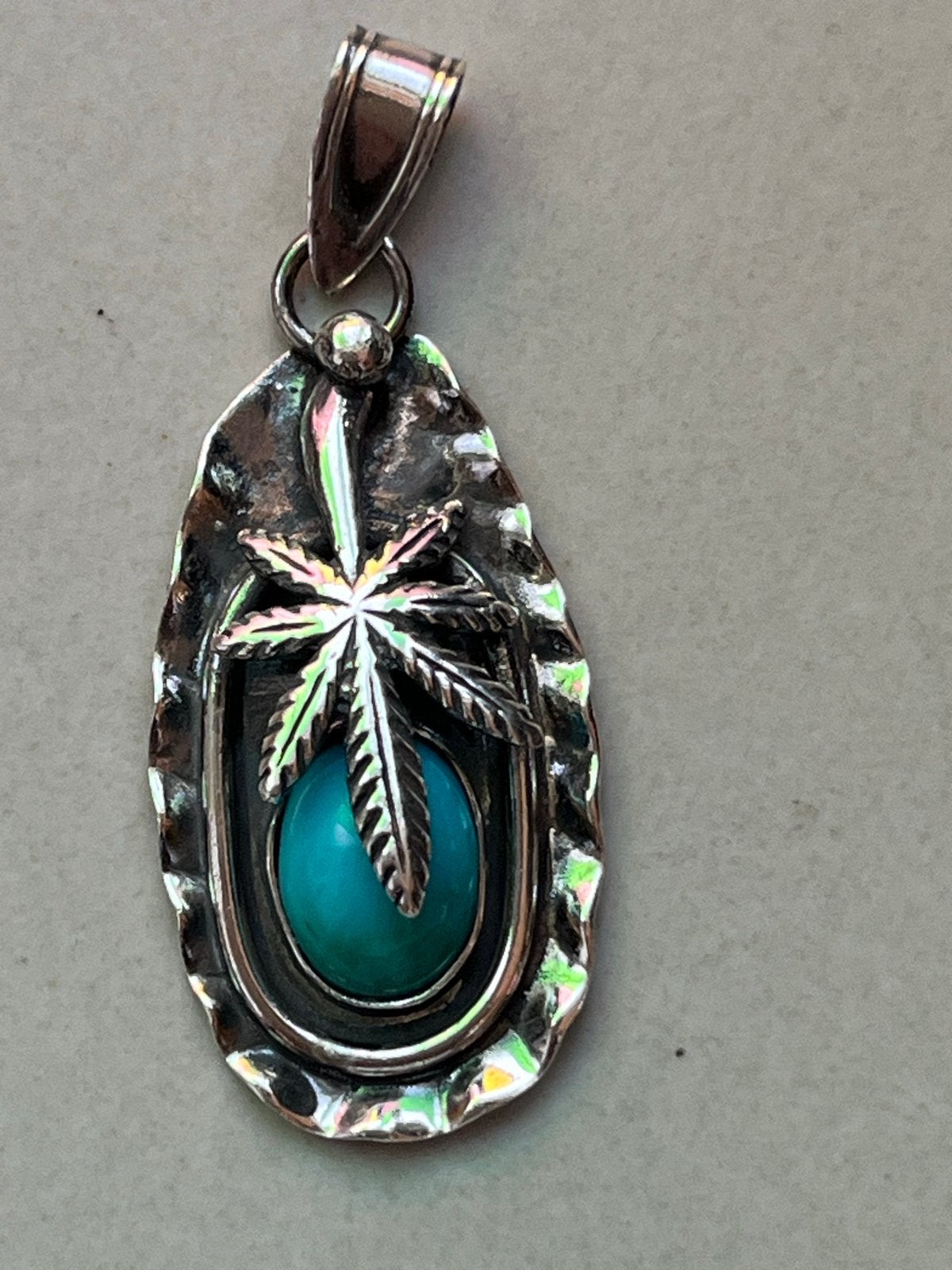 Zilveren Navajo Hanger met Turkoois - Gekeurd, 5 cm, Zo goed als nieuw, Zilver, Verzenden, Blauw