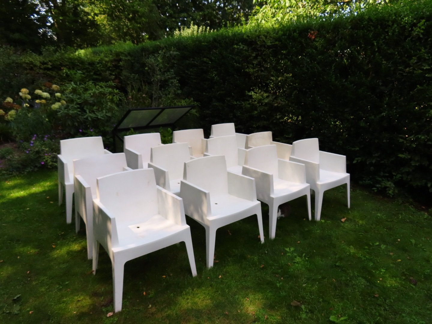 12 Design Tuinstoelen 100 euro package deal, Ophalen, Gebruikt, Kunststof