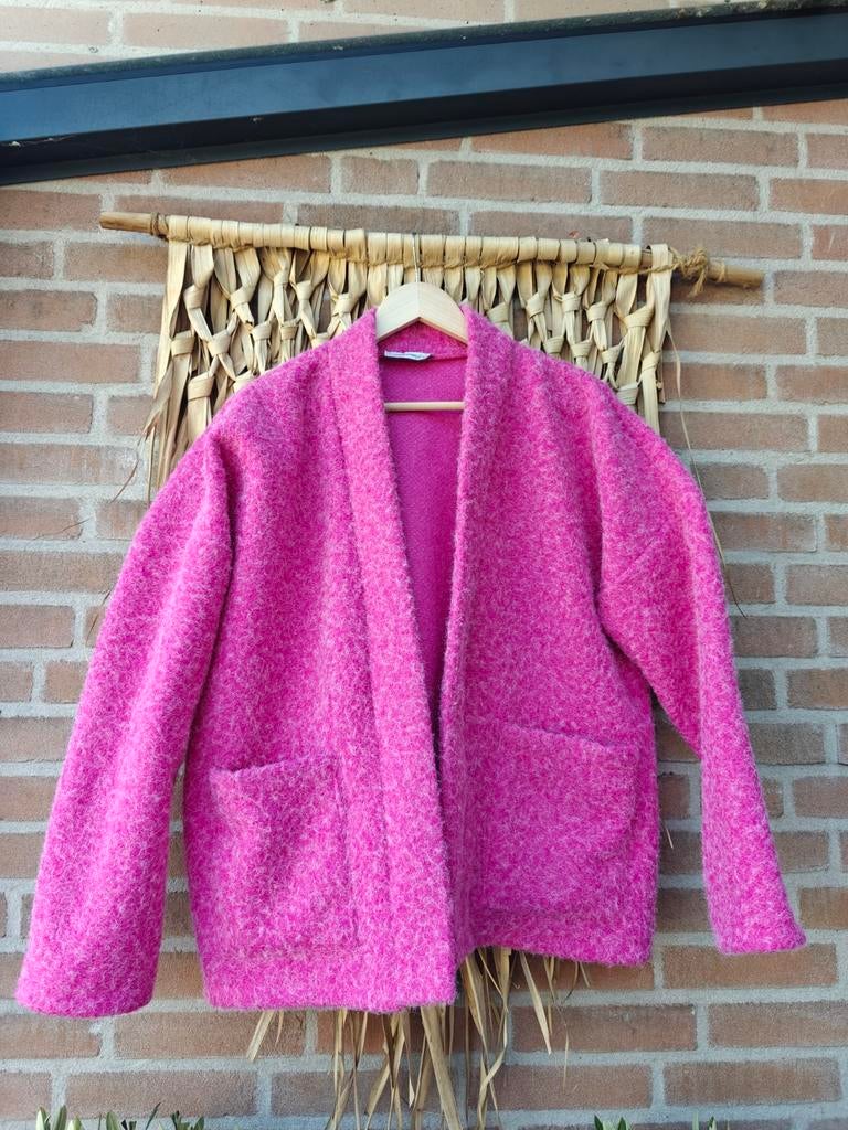 Roze kimono wollen vest 1mt, Ophalen of Verzenden, Zo goed als nieuw, Maat 42/44 (L), Roze