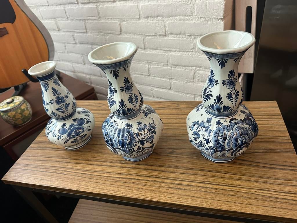 Delfts blauw vazenset, Antiek en Kunst, Ophalen