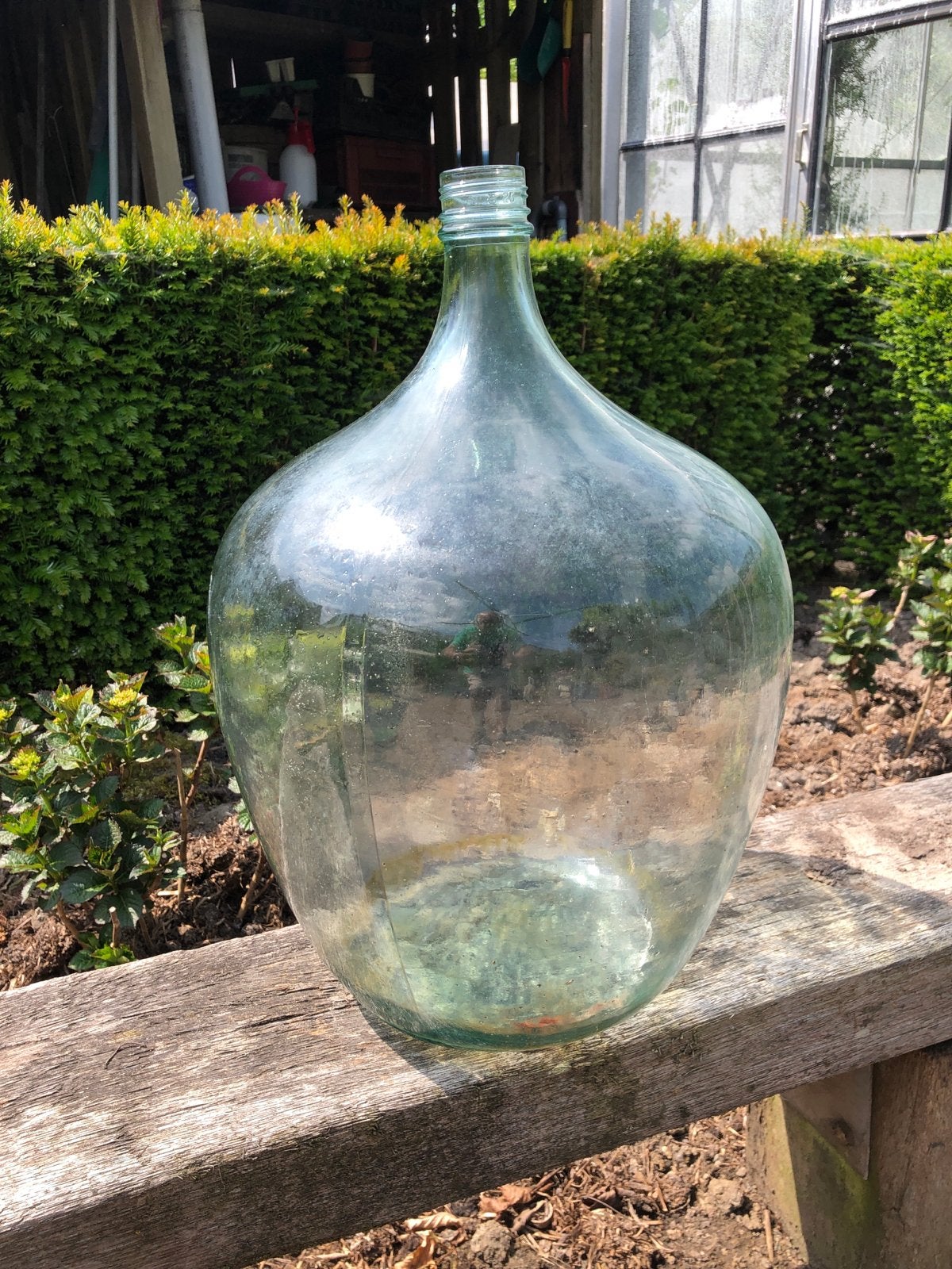 Grote glazen fles / mandfles / demijohn, Ophalen