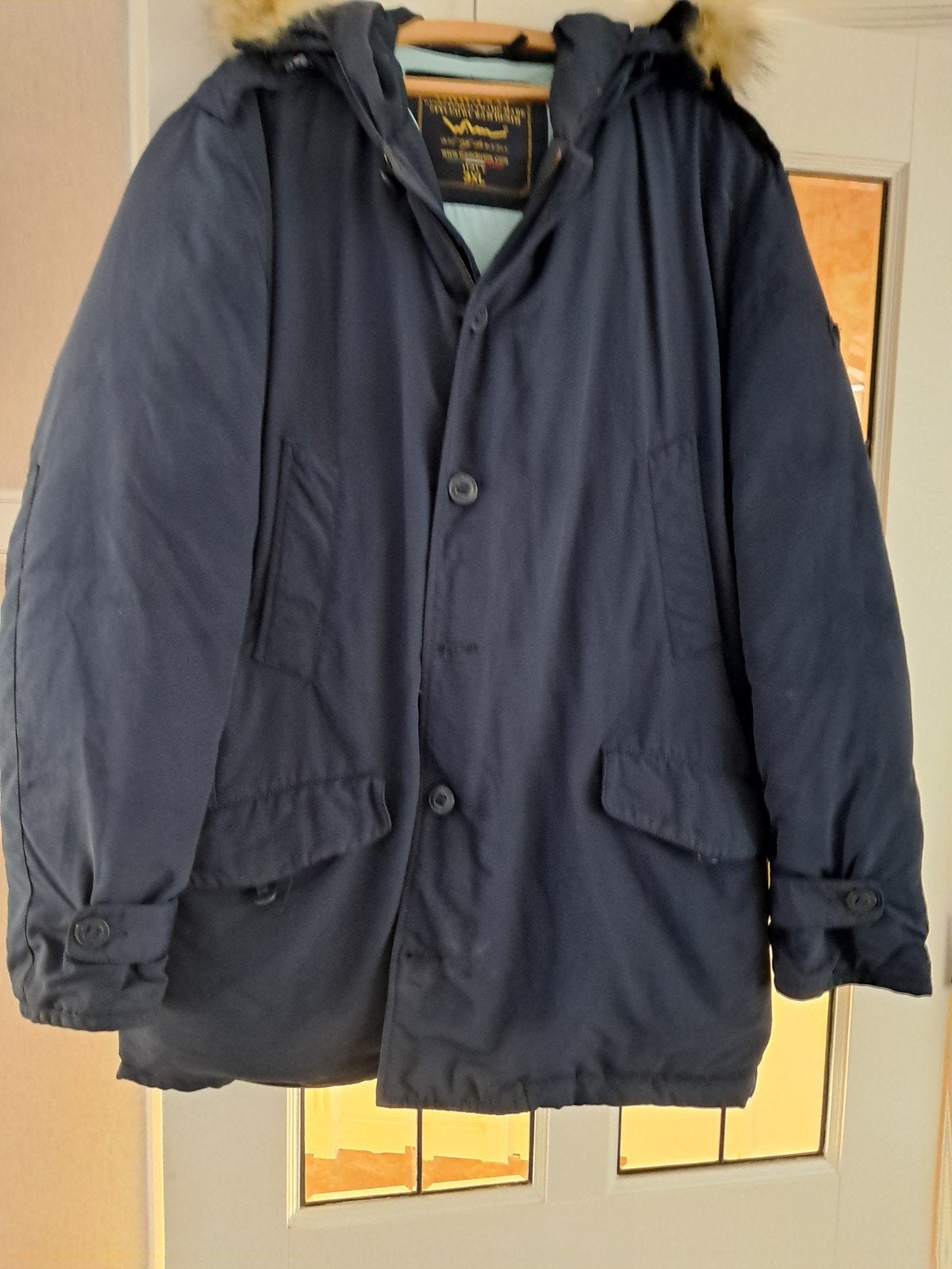 Heren jas mt XXL met nep bont kraag langs capuchon is netjes, Ophalen of Verzenden, Zo goed als nieuw, Overige maten, Zwart