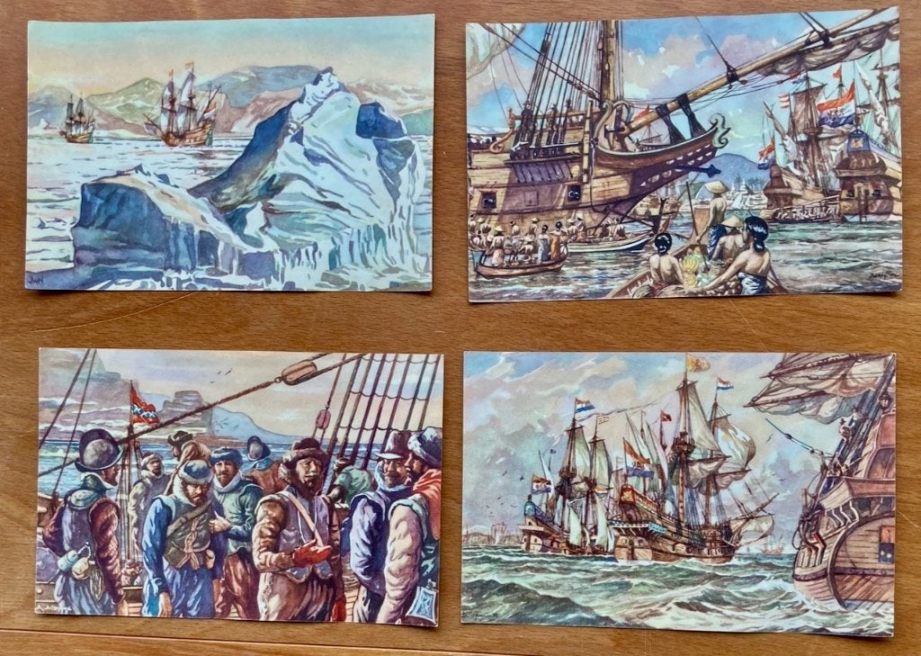 Albumplaatjes Neerlands vlag aan vreemde kust, Ophalen of Verzenden, 1940 tot 1960, Overige onderwerpen, Prent
