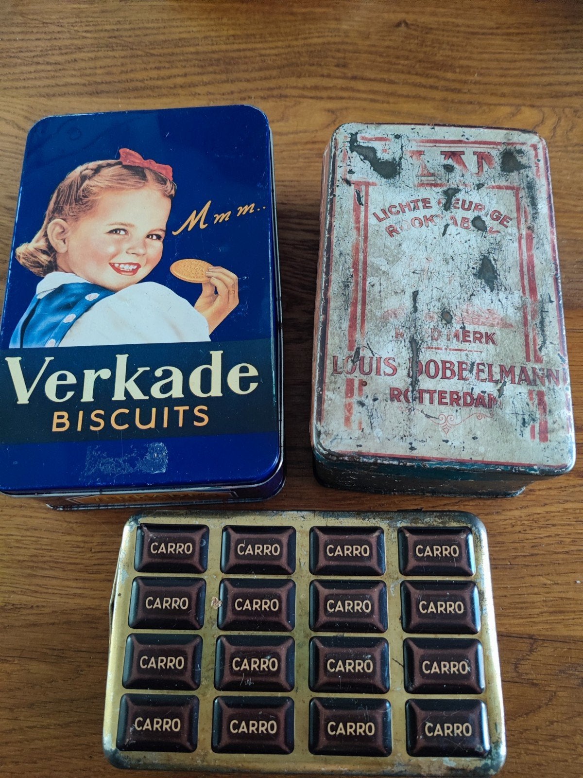 Diverse oude blikken., Verzamelen, Blikken, Gebruikt, Koek(jes), Verkade, Ophalen of Verzenden