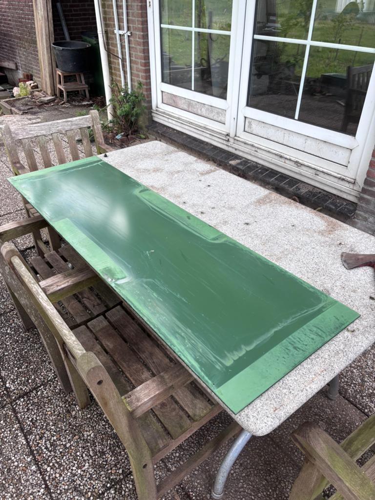 Glas platen groen geverfd, Doe-het-zelf en Verbouw, Platen en Panelen, Ophalen, Zo goed als nieuw, Overige materialen, Minder dan 20 mm