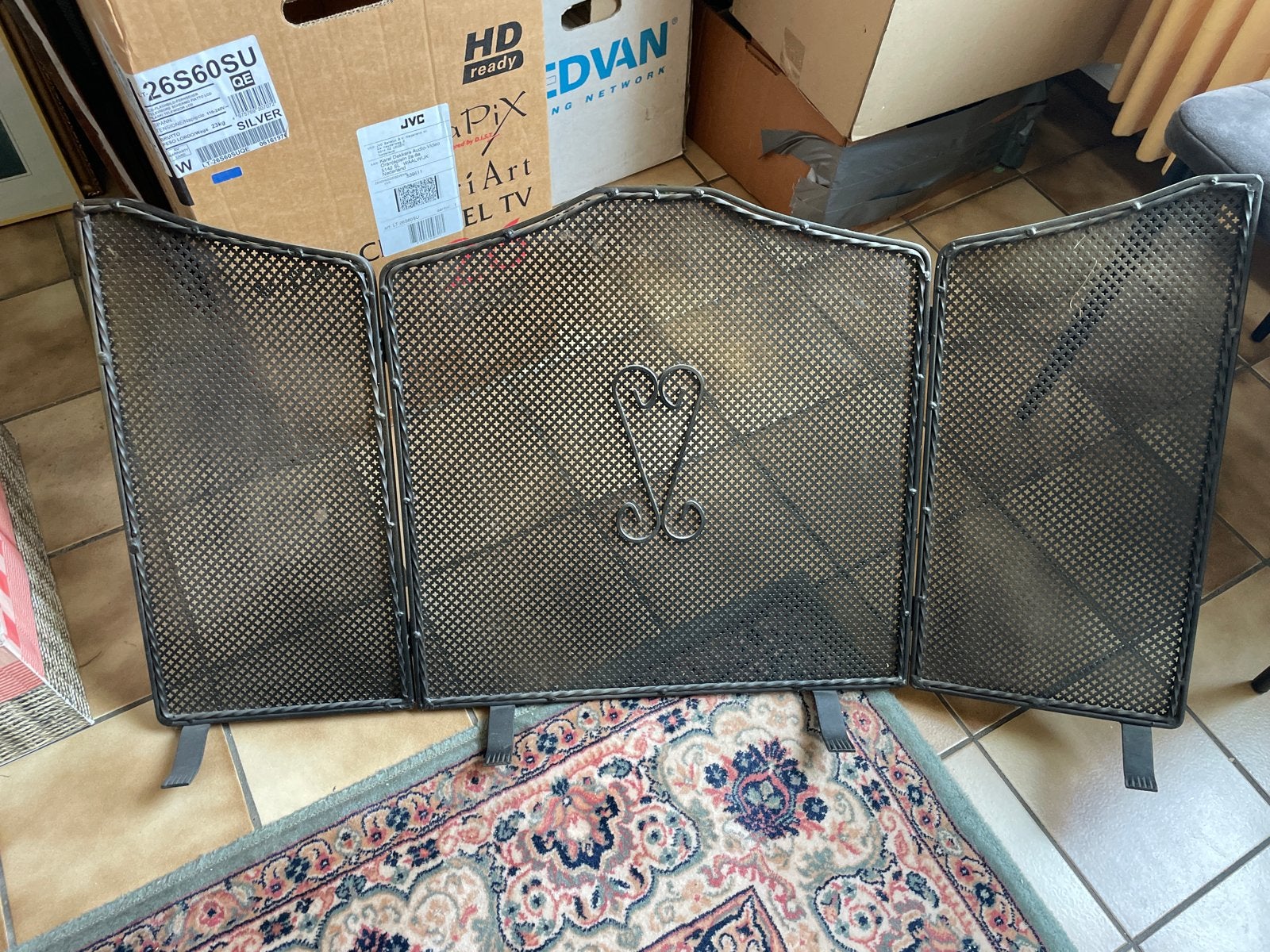 Metalen haardscherm 50x25x53cm - Zwart, Ophalen, Overige stijlen, Metaal, Gebruikt