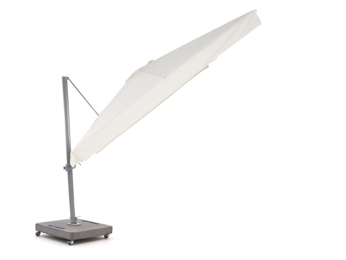 Foto 2 van Parasol 3x3 Taupe + wit frame  + voet en bescherhoes