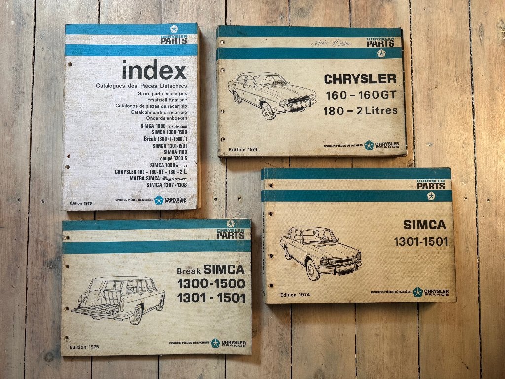 Onderdelenboeken Simca 1301-1501, Simca Tourist, Chrysler GT, Gelezen, Diverse, Ophalen of Verzenden, Overige merken