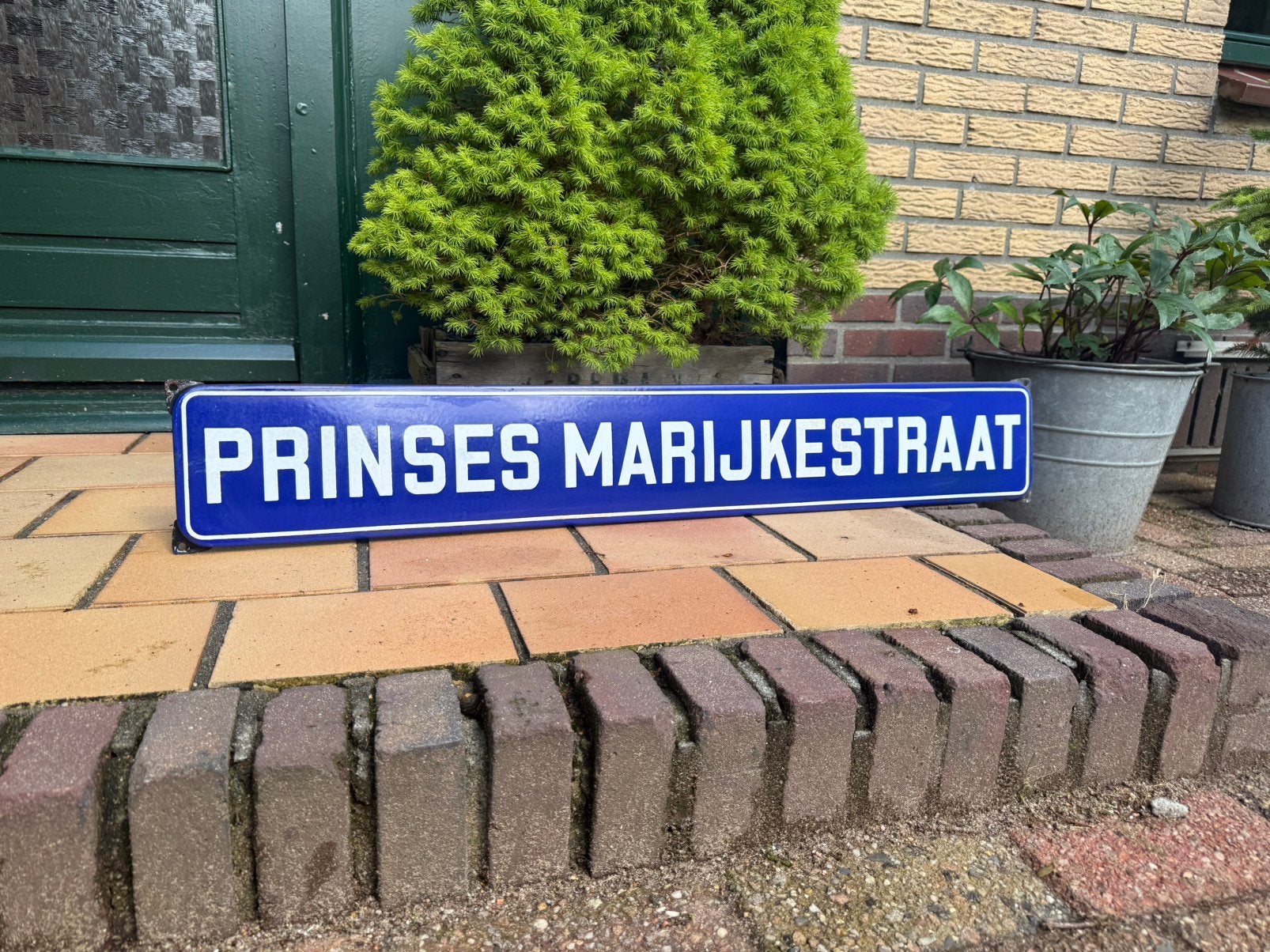 Oud antiek emaille straatnaambord prinses marijke straat, Ophalen of Verzenden