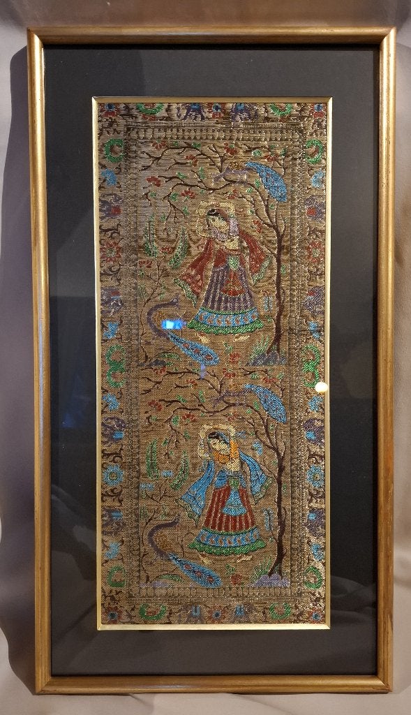 India Zardozi Moghul zijdepaneel, circa 1900-1910, Verzenden