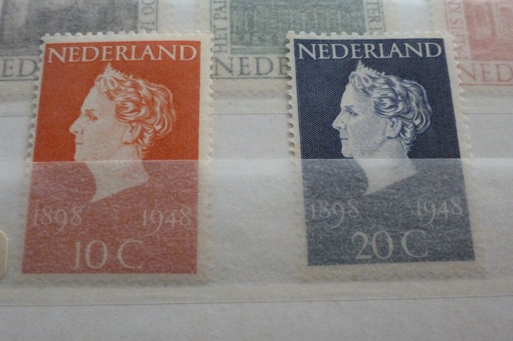 compleet 2x oude Wilhelmina 50 jaar 10 en 20 cent 1948, Postzegels en Munten, Postzegels | Nederland, Ophalen of Verzenden, Na 1940