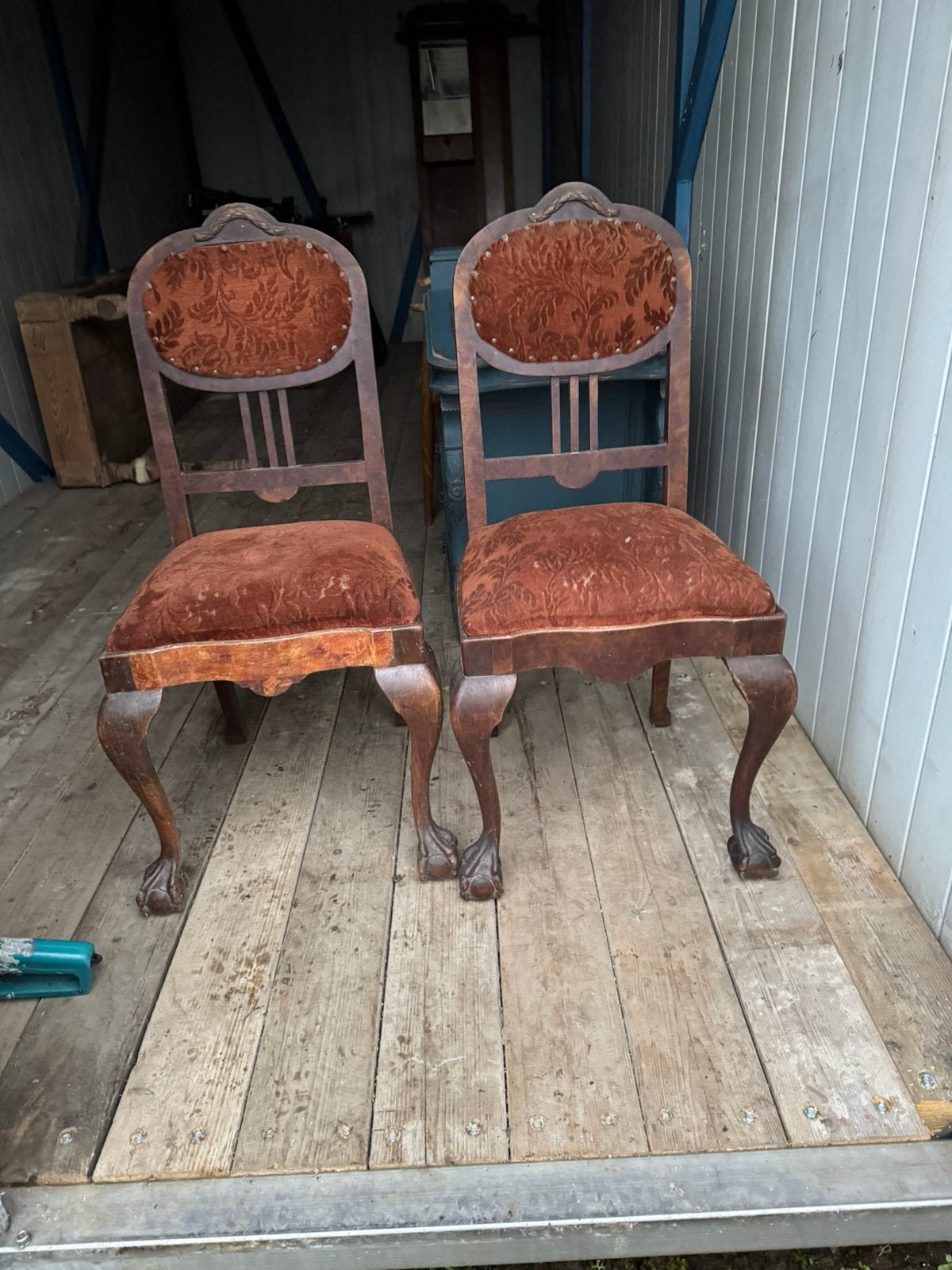 2 Stoelen,Queen Ann, vintage,antiek, Overige materialen, Gebruikt, Twee, Bruin