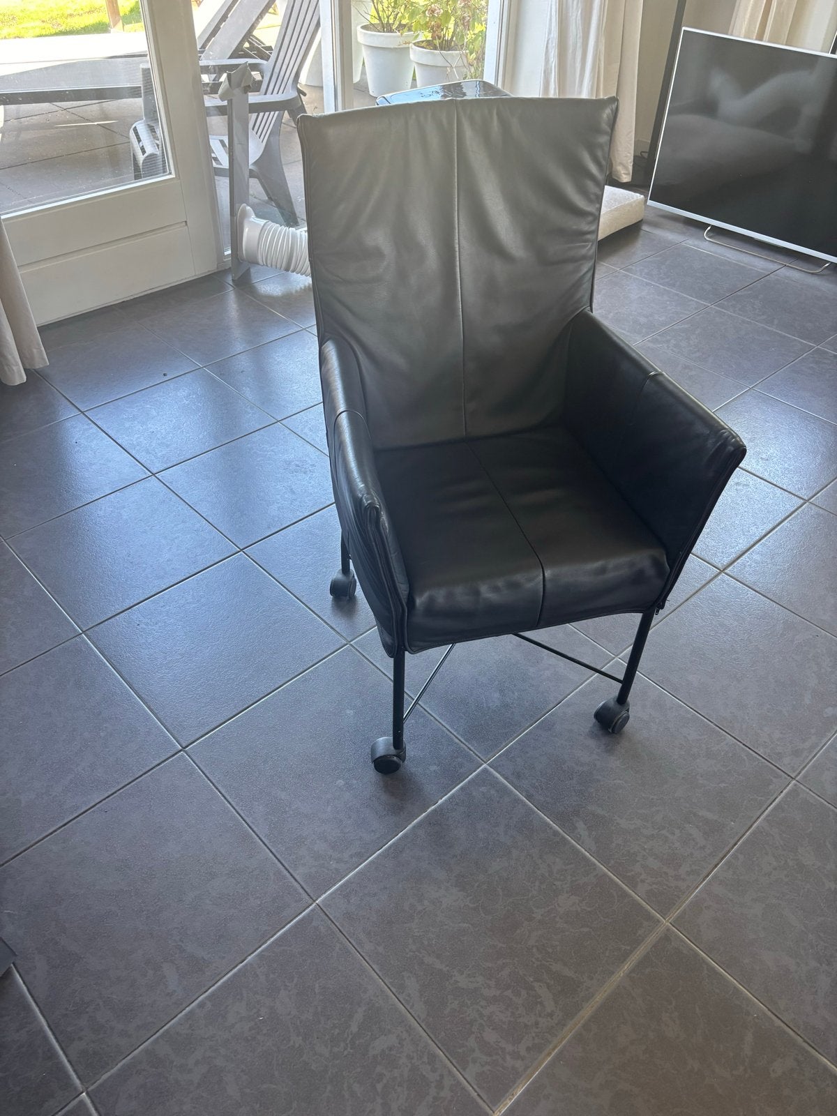 4 zwart leren Montis Charly, Huis en Inrichting, Ophalen, Gebruikt, Zwart, Leer