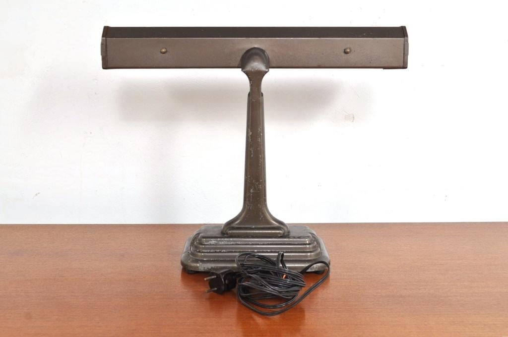 Vintage art deco bureaulamp metalen tafellamp lamp jaren 30, Huis en Inrichting, Ophalen of Verzenden, Gebruikt