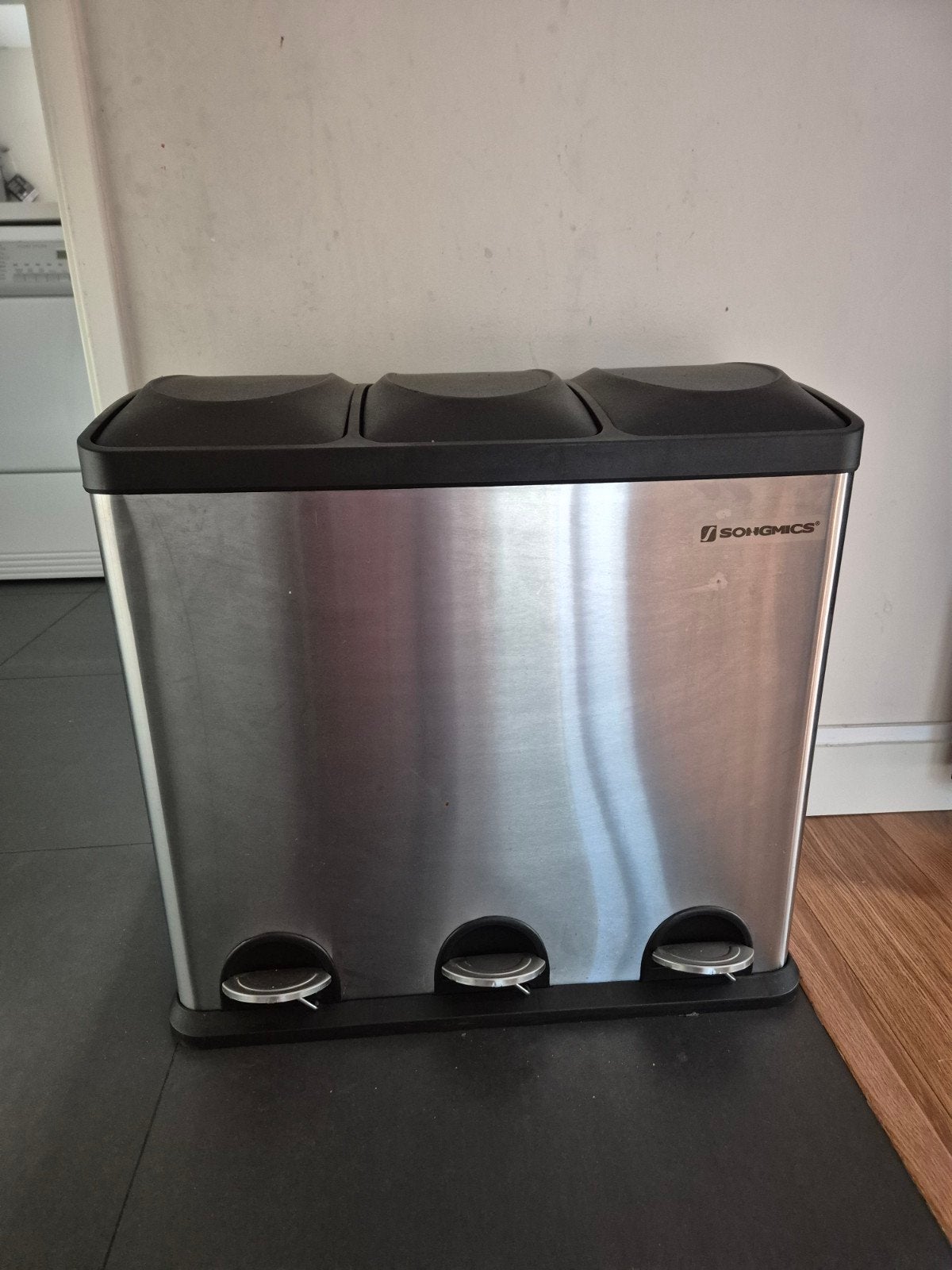 Songmics prullenbak voor keuken, 40 liter of meer, Ophalen, Gebruikt, Rvs
