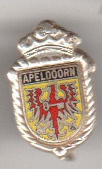 Apeldoorn vintage broche emaille-zilver, Verzenden, Zo goed als nieuw