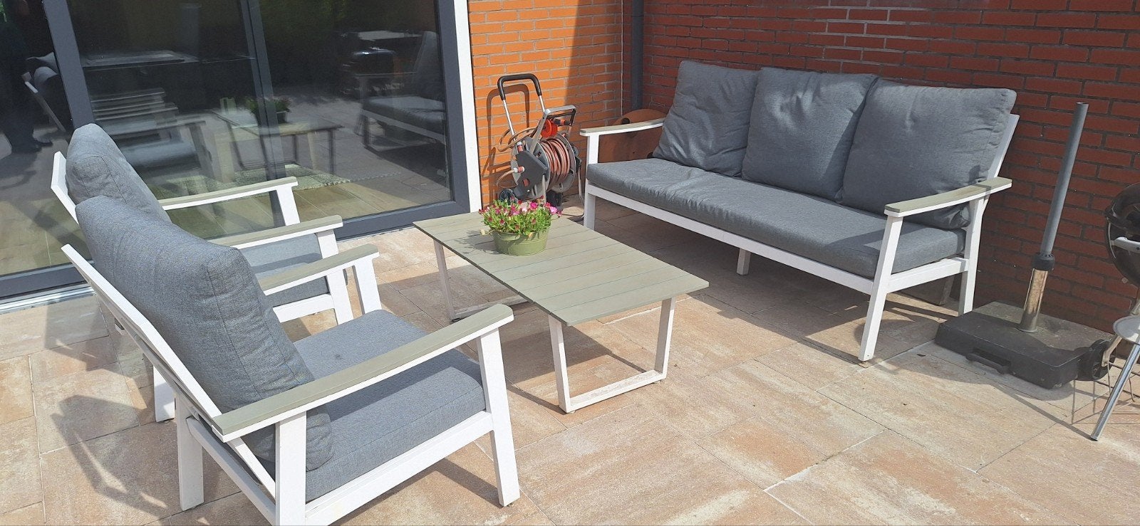 Loungeset, Tuin en Terras, Tuinsets en Loungesets, Ophalen, 5 zitplaatsen, Gebruikt, Aluminium