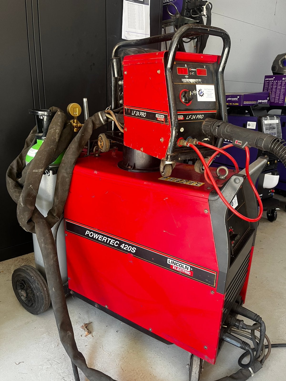 Lincoln Electric Powertec 420S Synergic  lasapparaat, Doe-het-zelf en Verbouw, Ophalen, Gebruikt, 250 ampère of meer, Co2