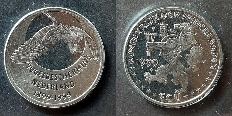 Ecu munt 1999 Vogelbescherming, Postzegels en Munten, Verzenden, Overige materialen, Nederland
