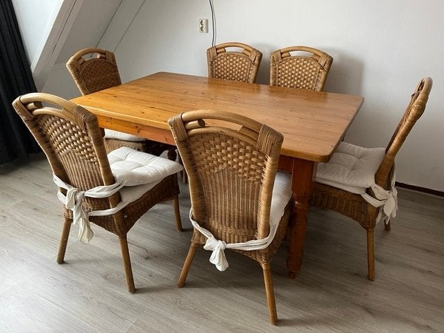 Eettafel met stoelen, Ophalen, Gebruikt, 100 tot 150 cm, 50 tot 100 cm