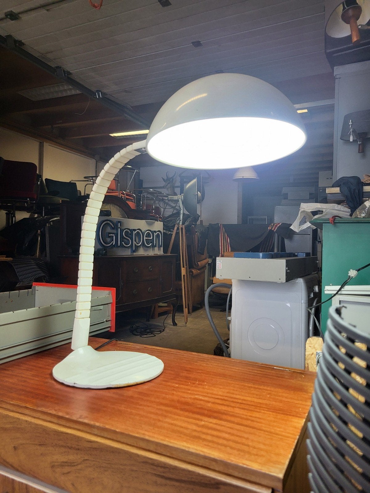 Vintage Elio martinelli table bureau lamp custom difuser, Ophalen of Verzenden, Vintage