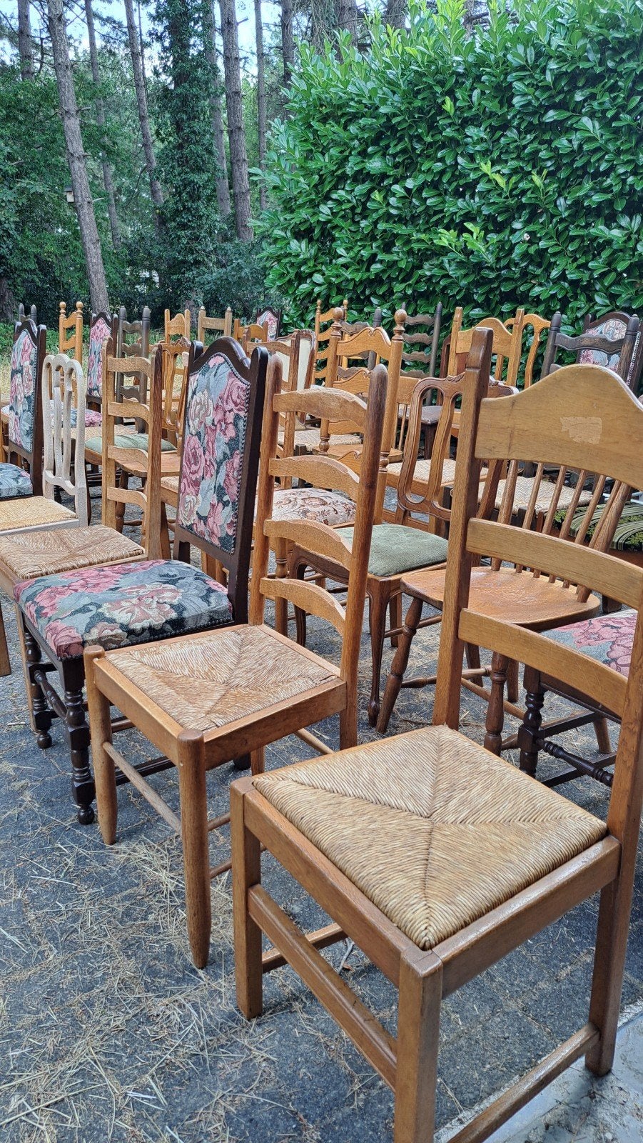 50 vintage houten stoelen, Ophalen, Gebruikt, Bruin, Vintage