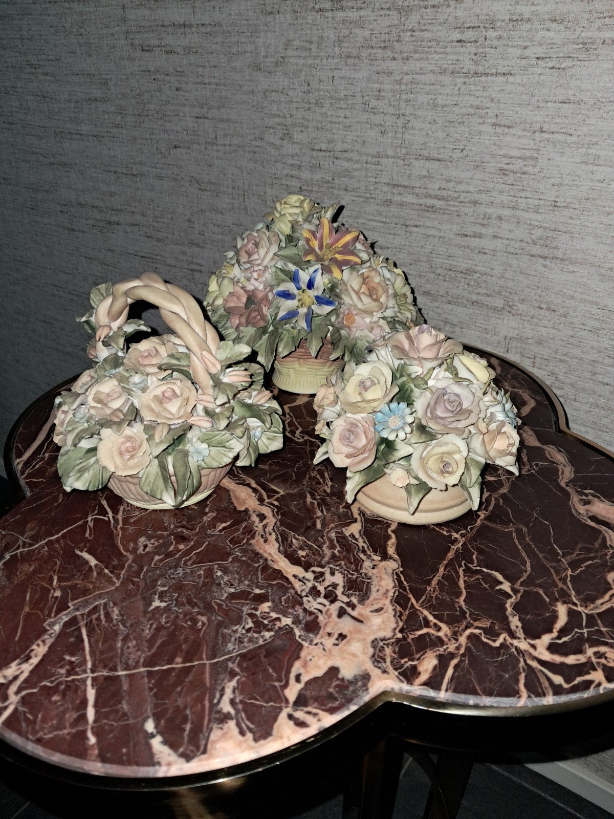 Set van 3 Italiaanse Capodimonte bloemstukken, Ophalen