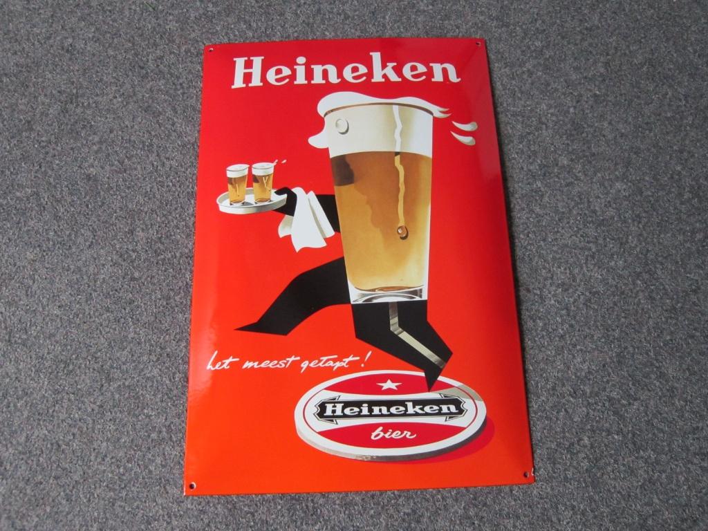 HEINEKEN EMAILLE RECLAMEBORD, Ophalen, Zo goed als nieuw, Reclamebord, Plaat of Schild, Heineken