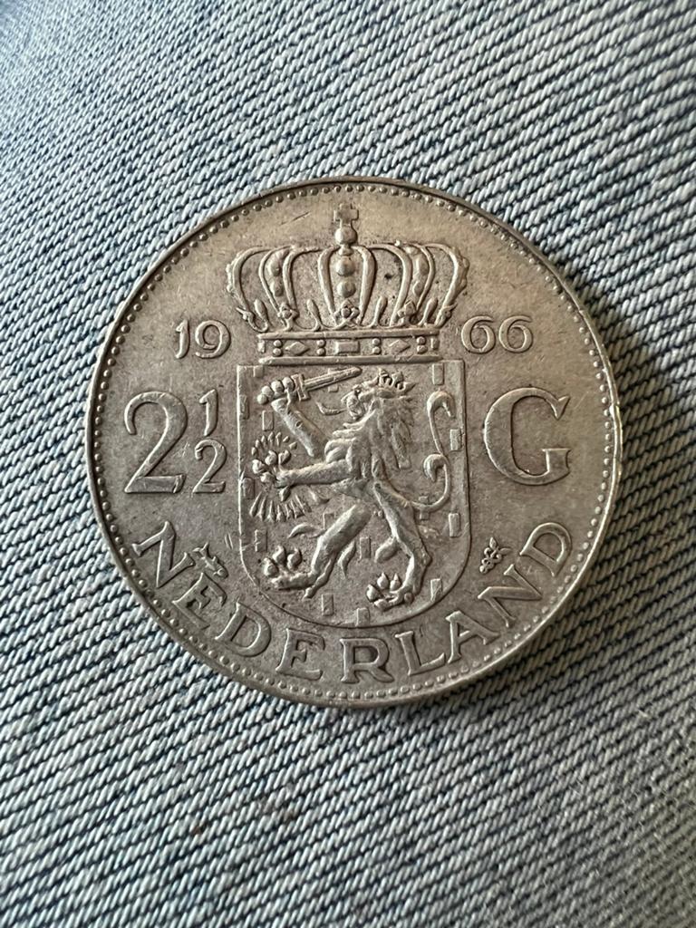 Zilveren rijksdaalder 2,5 gulden 1966, Postzegels en Munten, Munten | Nederland, Ophalen of Verzenden, Koningin Juliana, 2½ gulden