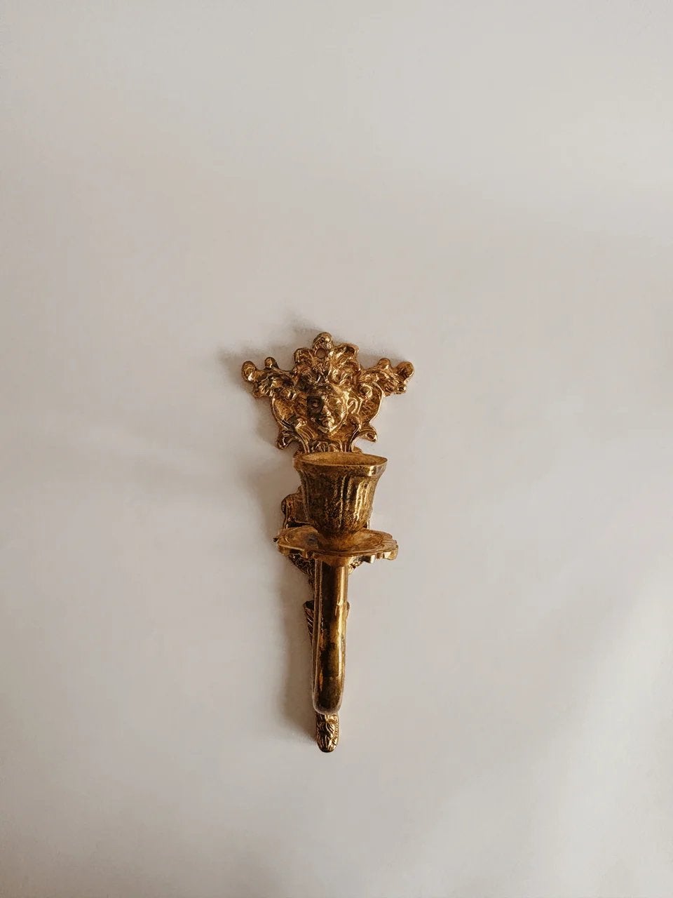 VINTAGE MESSING WANDKANDELAAR, Ophalen of Verzenden, Koper of Brons
