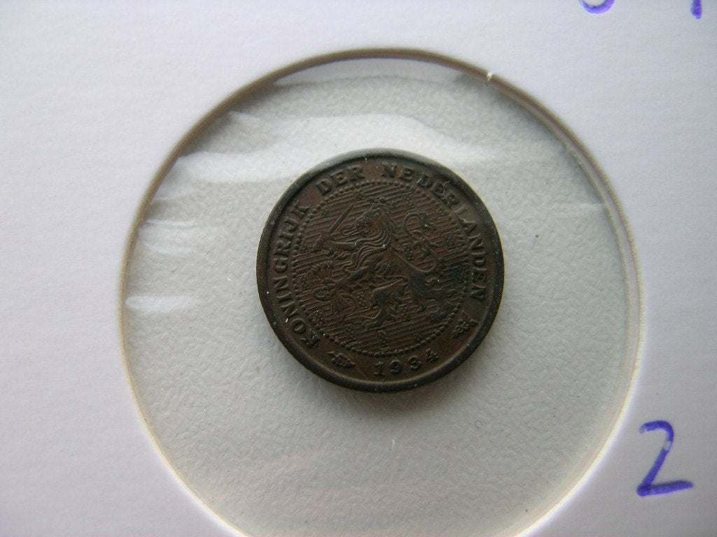 Halve Cent 1934 (nr 2), Ophalen of Verzenden, Koningin Wilhelmina, Overige waardes, Losse munt